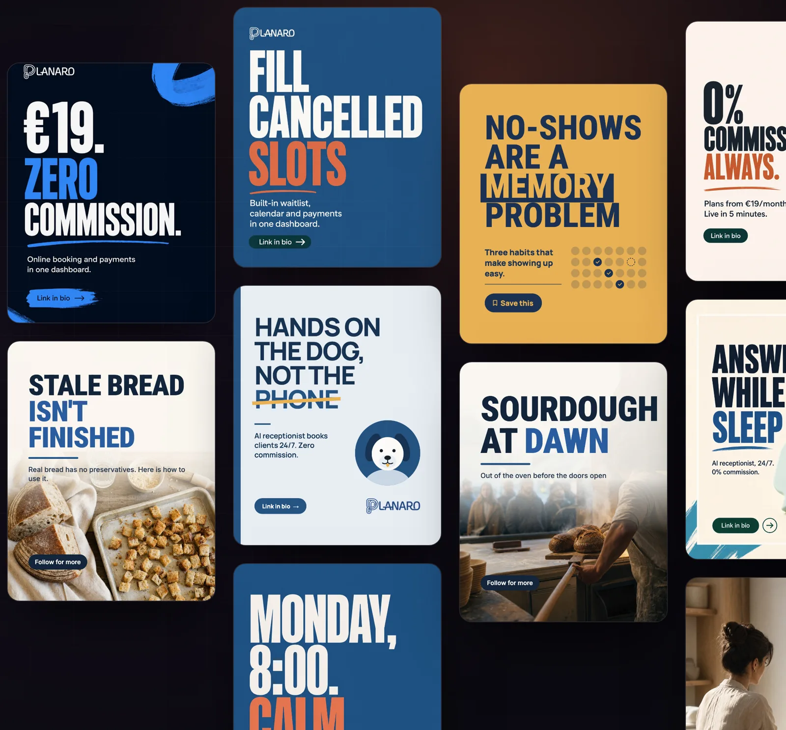 Examples of posts designed by InstaBot